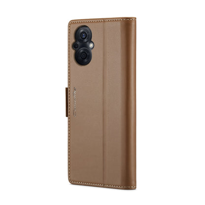 For OPPO Reno8 Lite Global CaseMe 023 Butterfly Buckle Litchi Texture RFID Anti-theft Leather Phone Case(Brown) - OPPO Cases by CaseMe | Online Shopping UK | buy2fix