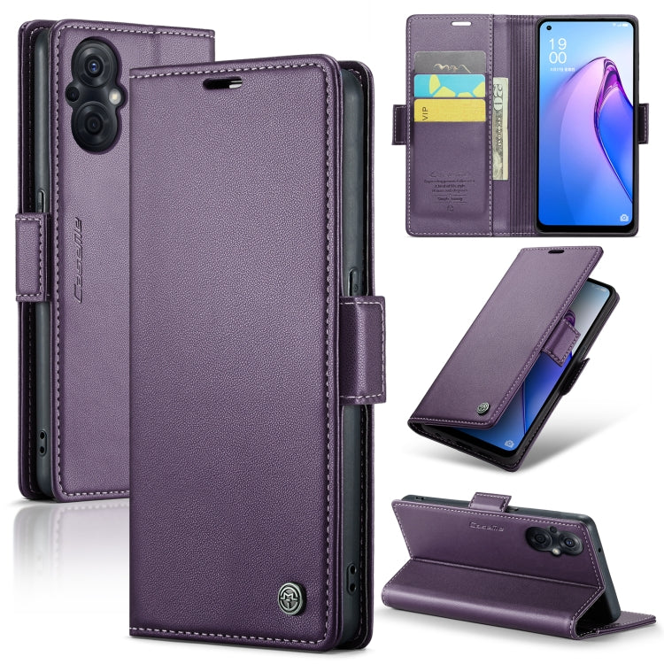 For OPPO F21 Pro 5G Globa/Reno8 Z Global CaseMe 023 Butterfly Buckle Litchi Texture RFID Anti-theft Leather Phone Case(Pearly Purple) - OPPO Cases by CaseMe | Online Shopping UK | buy2fix