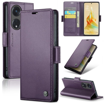 For OPPO Reno8 T 5G/A1 Pro 5G CaseMe 023 Butterfly Buckle Litchi Texture RFID Anti-theft Leather Phone Case(Pearly Purple) - OPPO Cases by CaseMe | Online Shopping UK | buy2fix