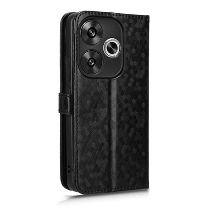 For Xiaomi Poco F6 /Redmi Turbo 3 Honeycomb Dot Texture Leather Phone Case(Black) - Xiaomi Cases by buy2fix | Online Shopping UK | buy2fix