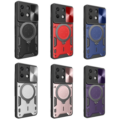 For Xiaomi Redmi Note 13 5G CD Texture Sliding Camshield Magnetic Holder Phone Case(Red) - Note 13 Cases by buy2fix | Online Shopping UK | buy2fix