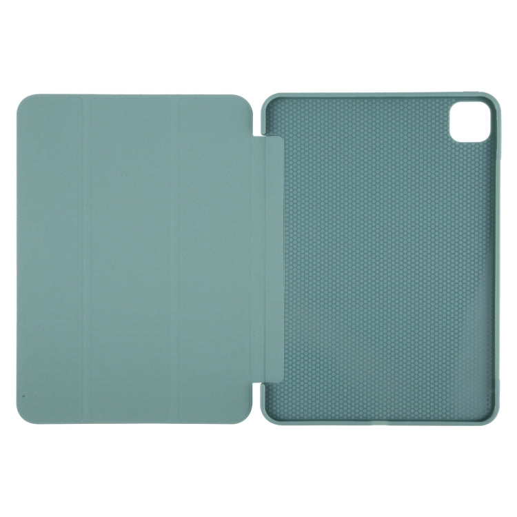 For iPad Air 11 2024 GEBEI 3-folding Holder Shockproof Flip Leather Tablet Case(Dark Green) - iPad Air 11 2024 Cases by GEBEI | Online Shopping UK | buy2fix