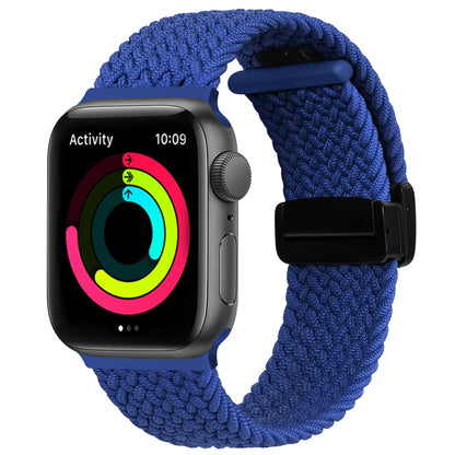 Magnetic Fold Clasp Woven Watch Band For Apple Watch 9 41mm(Blue) - Watch Bands by buy2fix | Online Shopping UK | buy2fix