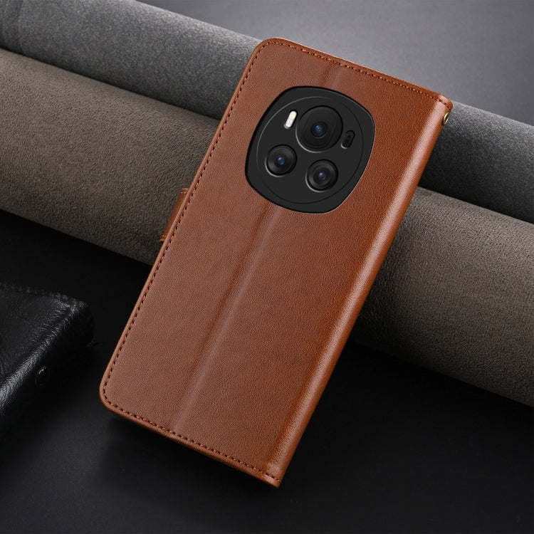 For Honor Magic6 AZNS Sheepskin Texture Flip Leather Phone Case(Brown) - Honor Cases by AZNS | Online Shopping UK | buy2fix