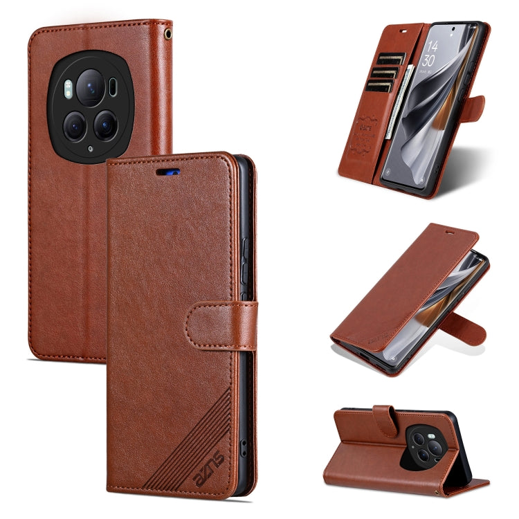 For Honor Magic6 Pro AZNS Sheepskin Texture Flip Leather Phone Case(Brown) - Honor Cases by AZNS | Online Shopping UK | buy2fix