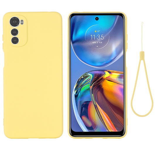 For Motorola Moto E32 4G Pure Color Liquid Silicone Shockproof Phone Case(Yellow) - Motorola Cases by buy2fix | Online Shopping UK | buy2fix