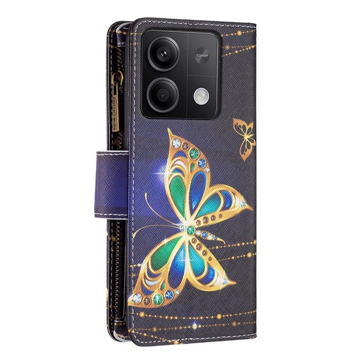 For Xiaomi Redmi Note 13 4G Global Colored Drawing Pattern Zipper Leather Phone Case(Big Butterfly) - Note 13 Cases by buy2fix | Online Shopping UK | buy2fix