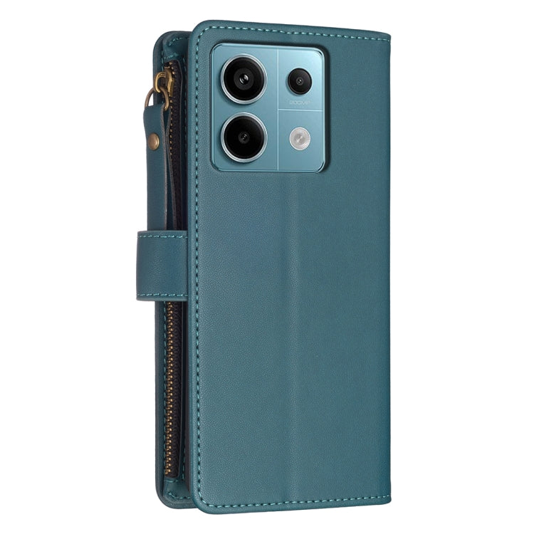 For Xiaomi Redmi Note 13 Pro 4G Global 9 Card Slots Zipper Wallet Leather Flip Phone Case(Green) - Note 13 Pro Cases by buy2fix | Online Shopping UK | buy2fix