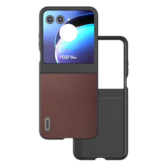 For Motorola Razr 50 ABEEL Genuine Leather Xiaoya Series Phone Case(Coffee) - Motorola Cases by buy2fix | Online Shopping UK | buy2fix