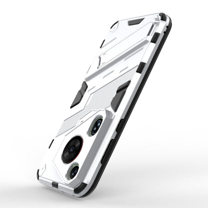 For Huawei Pura 70 Ultra Punk Armor 2 in 1 PC + TPU Phone Case with Holder(White) - Huawei Cases by buy2fix | Online Shopping UK | buy2fix