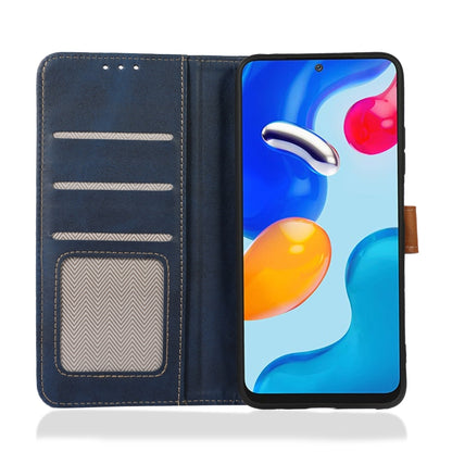 For iPhone 16 Pro Max Stitching Thread Calf Texture Leather Phone Case(Blue) - iPhone 16 Pro Max Cases by buy2fix | Online Shopping UK | buy2fix