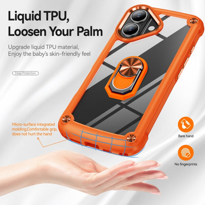 For iPhone 16 TPU + PC Lens Protection Phone Case with Ring Holder(Orange) - iPhone 16 Cases by buy2fix | Online Shopping UK | buy2fix