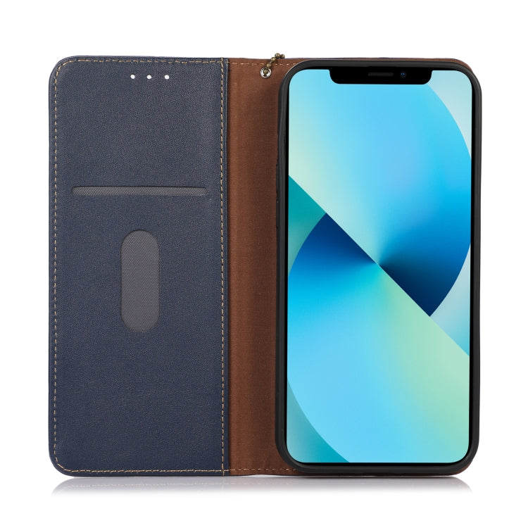 For iPhone 16 Pro Max KHAZNEH Nappa Top Layer Cowhide Leather Phone Case(Blue) - iPhone 16 Pro Max Cases by buy2fix | Online Shopping UK | buy2fix