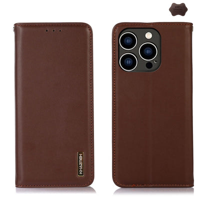 For iPhone 16 Pro Max KHAZNEH Nappa Top Layer Cowhide Leather Phone Case(Brown) - iPhone 16 Pro Max Cases by buy2fix | Online Shopping UK | buy2fix