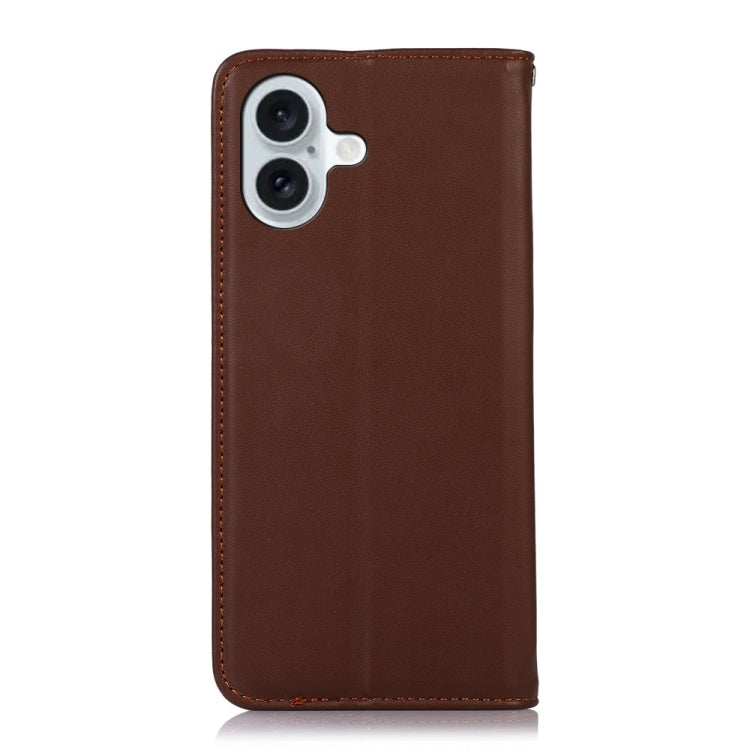 For iPhone 16 Plus KHAZNEH Nappa Top Layer Cowhide Leather Phone Case(Brown) - iPhone 16 Plus Cases by buy2fix | Online Shopping UK | buy2fix