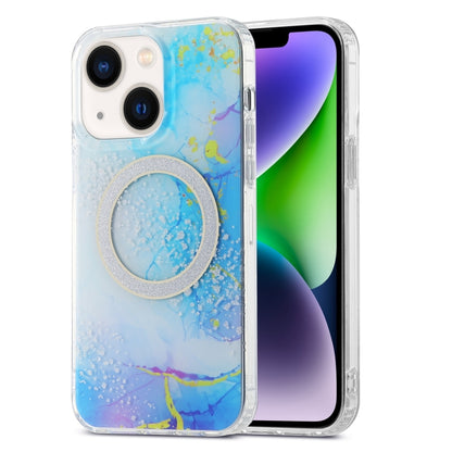 For iPhone 15 Dual-side IMD Marble Magsafe Phone Case(Dark Blue) - iPhone 15 Cases by buy2fix | Online Shopping UK | buy2fix