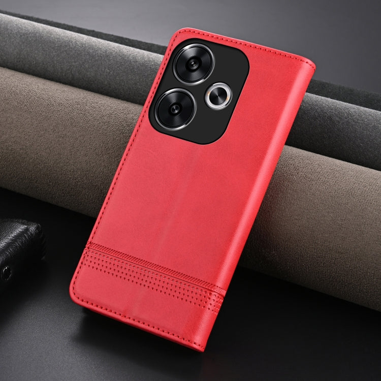 For Xiaomi Redmi Turbo 3 AZNS Magnetic Calf Texture Flip Leather Phone Case(Red) - Xiaomi Cases by AZNS | Online Shopping UK | buy2fix