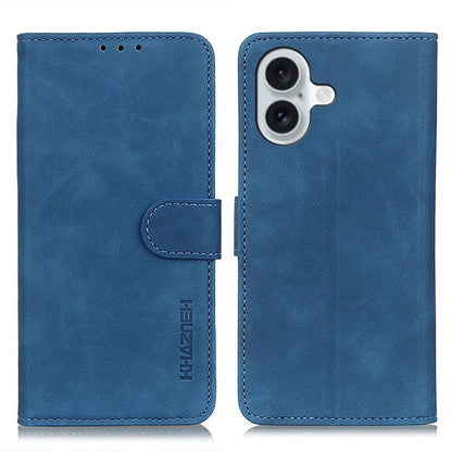 For iPhone 16 KHAZNEH Retro Texture Leather Phone Case(Blue) - iPhone 16 Cases by buy2fix | Online Shopping UK | buy2fix