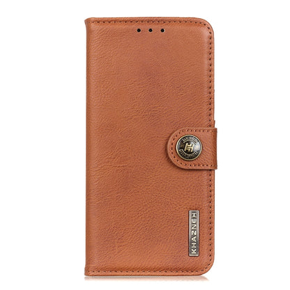 For iPhone 16 KHAZNEH Cowhide Texture Horizontal Flip Leather Phone Case(Brown) - iPhone 16 Cases by buy2fix | Online Shopping UK | buy2fix