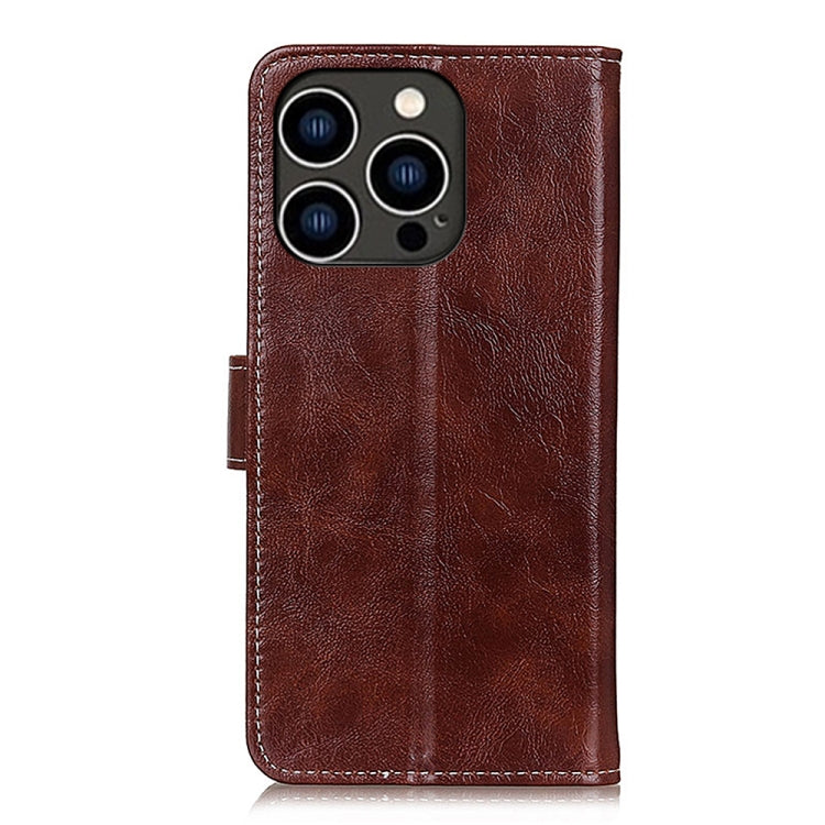 For iPhone 16 Pro Retro Crazy Horse Texture Horizontal Flip Leather Phone Case(Brown) - iPhone 16 Pro Cases by buy2fix | Online Shopping UK | buy2fix