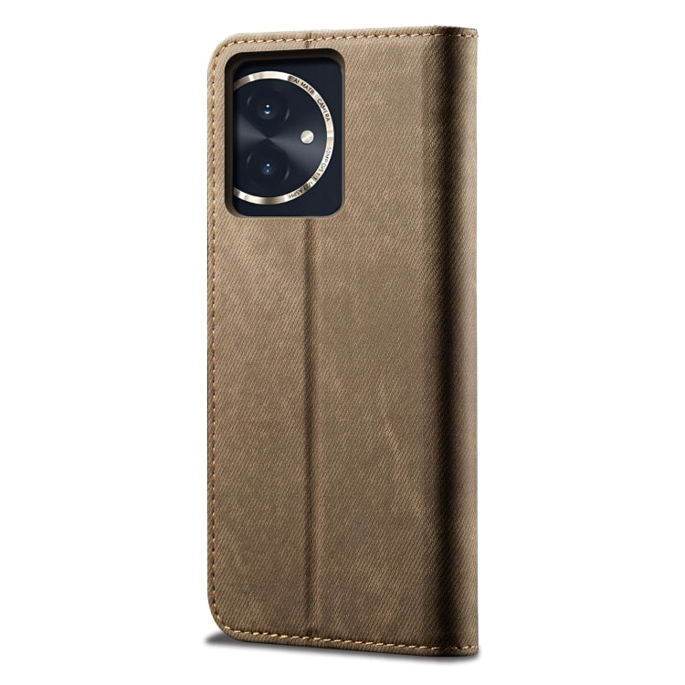 For Honor 100 Denim Texture Flip Leather Phone Case(Khaki) - Honor Cases by buy2fix | Online Shopping UK | buy2fix