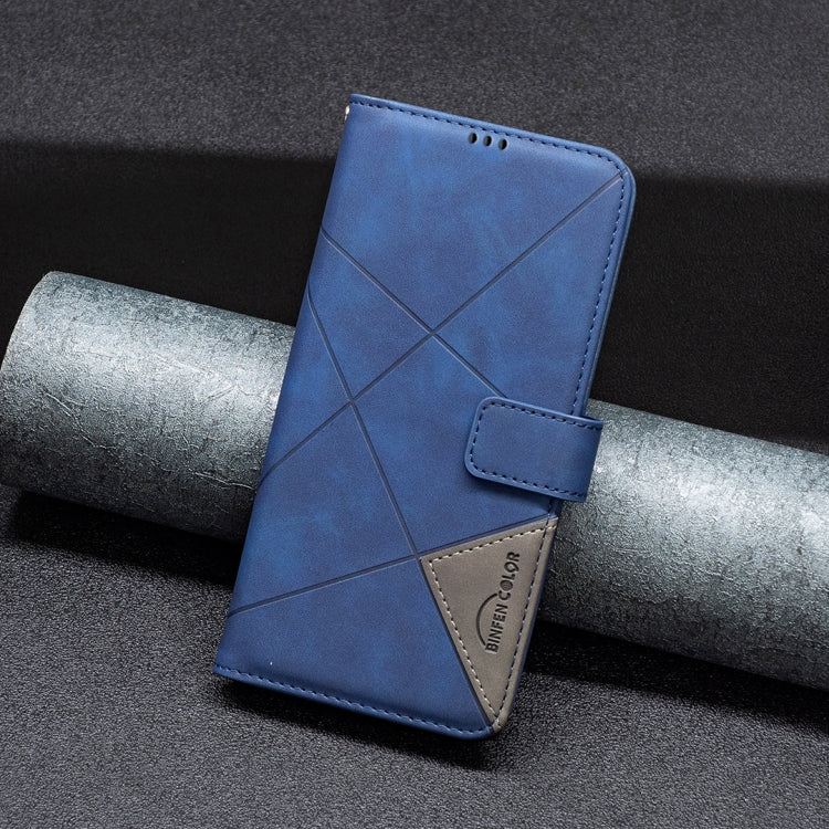 For Motorola Moto G Play 2024 Magnetic Buckle Rhombus Texture Leather Phone Case(Blue) - Motorola Cases by buy2fix | Online Shopping UK | buy2fix