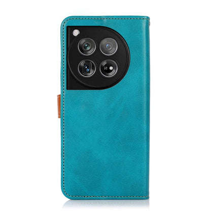 For OnePlus 12 KHAZNEH Dual-color Cowhide Texture Flip Leather Phone Case(Blue) - OnePlus Cases by buy2fix | Online Shopping UK | buy2fix