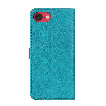 For iPhone SE 2024 European Floral Embossed Leather Phone Case(Blue) - More iPhone Cases by buy2fix | Online Shopping UK | buy2fix