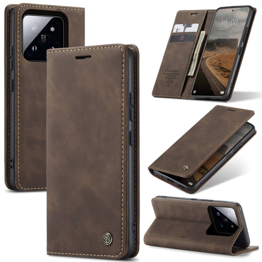 For Xiaomi 14 CaseMe 013 Multifunctional Horizontal Flip Leather Phone Case(Coffee) - 14 Cases by CaseMe | Online Shopping UK | buy2fix