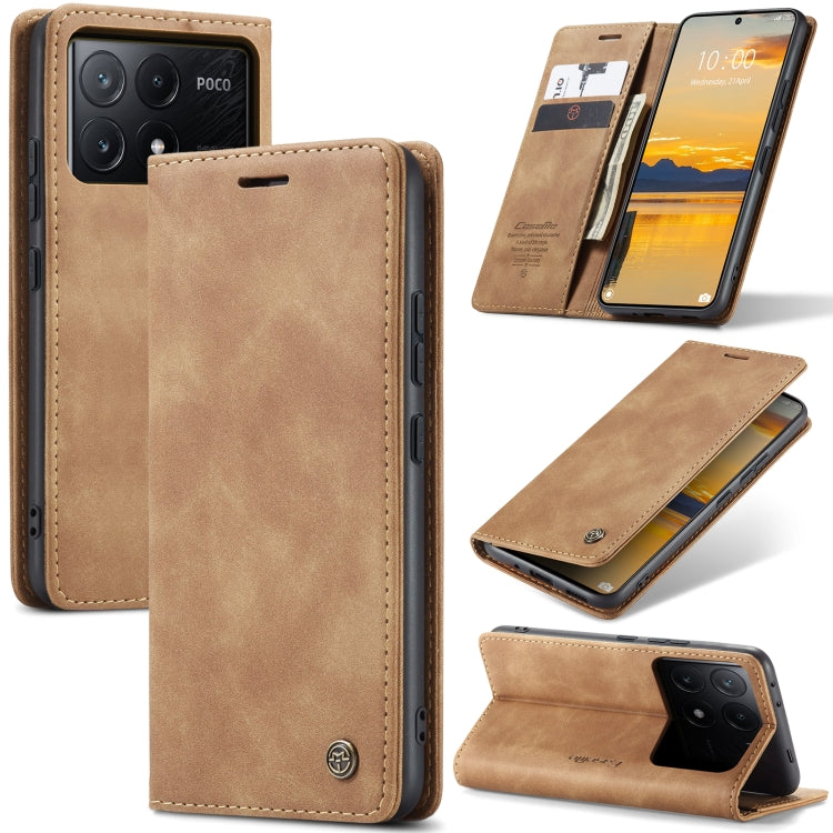 For Xiaomi Poco X6 Pro CaseMe 013 Multifunctional Horizontal Flip Leather Phone Case(Brown) - Xiaomi Cases by CaseMe | Online Shopping UK | buy2fix