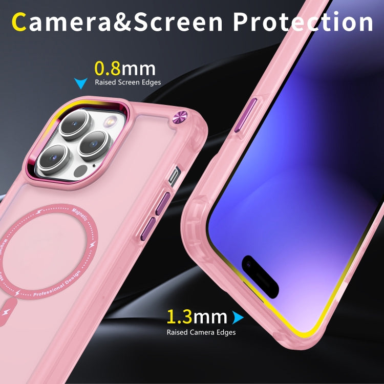 For iPhone 14 Plus Skin Feel TPU + PC MagSafe Magnetic Phone Case(Transparent Pink) - iPhone 14 Plus Cases by buy2fix | Online Shopping UK | buy2fix