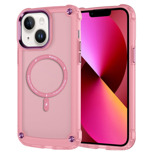 For iPhone 13 Skin Feel TPU + PC MagSafe Magnetic Phone Case(Transparent Pink) - iPhone 13 Cases by buy2fix | Online Shopping UK | buy2fix