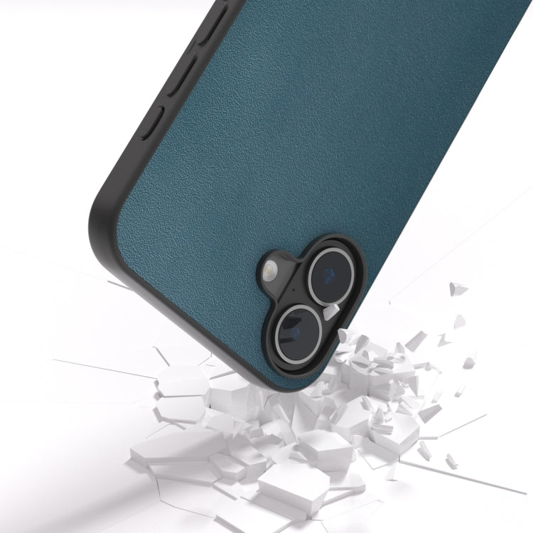 For iPhone 16 ABEEL Genuine Leather Xiaoya Series Phone Case(Dark Green) - iPhone 16 Cases by buy2fix | Online Shopping UK | buy2fix