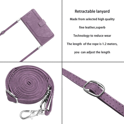 For Infinix Zero 30 5G Skin Feel Stripe Pattern Leather Phone Case with Lanyard(Purple) - Infinix Cases by buy2fix | Online Shopping UK | buy2fix