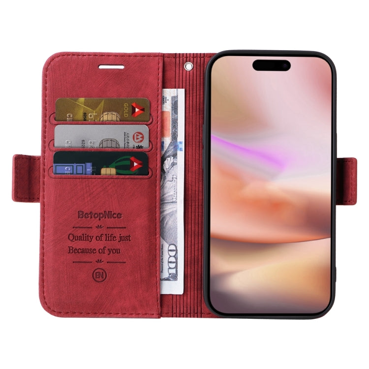 For iPhone 16 Plus BETOPNICE Dual-side Buckle Leather Phone Case(Red) - iPhone 16 Plus Cases by BETOPNICE | Online Shopping UK | buy2fix