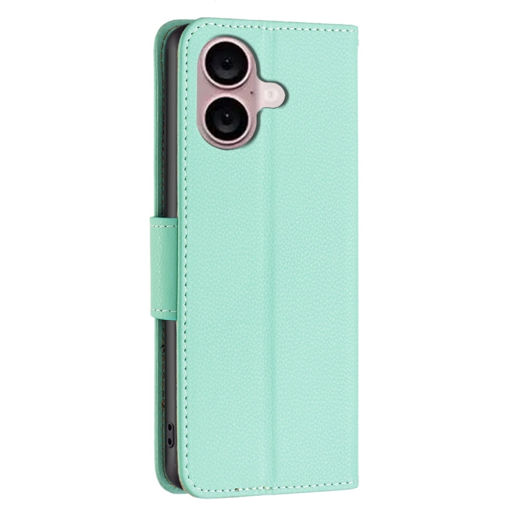 For iPhone 16 Plus Litchi Texture Pure Color Flip Leather Phone Case(Green) - iPhone 16 Plus Cases by buy2fix | Online Shopping UK | buy2fix