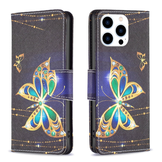 For iPhone 16 Pro Colored Drawing Pattern Flip Leather Phone Case(Big Butterfly) - iPhone 16 Pro Cases by buy2fix | Online Shopping UK | buy2fix