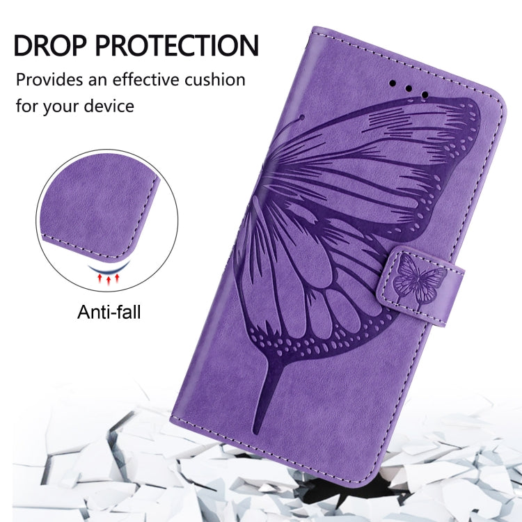 For iPhone 16 Pro Max Embossed Butterfly Leather Phone Case(Light Purple) - iPhone 16 Pro Max Cases by buy2fix | Online Shopping UK | buy2fix