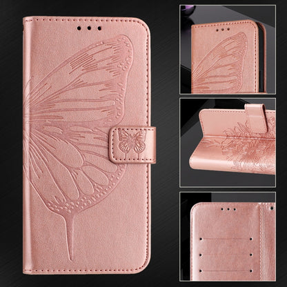 For iPhone 16 Pro Embossed Butterfly Leather Phone Case(Rose Gold) - iPhone 16 Pro Cases by buy2fix | Online Shopping UK | buy2fix