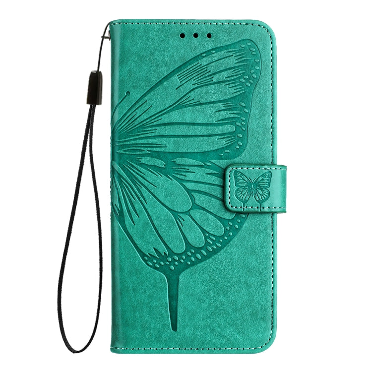 For iPhone 16 Embossed Butterfly Leather Phone Case(Green) - iPhone 16 Cases by buy2fix | Online Shopping UK | buy2fix