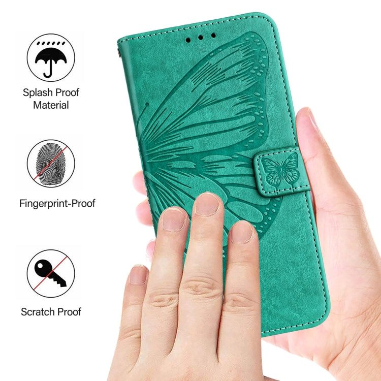 For iPhone 16 Embossed Butterfly Leather Phone Case(Green) - iPhone 16 Cases by buy2fix | Online Shopping UK | buy2fix