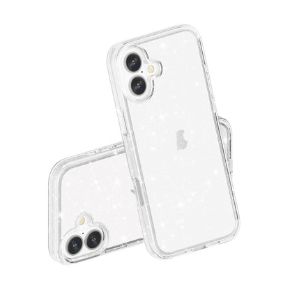 For iPhone 16 Shockproof Terminator Glitter Powder Phone Case(White) - iPhone 16 Cases by buy2fix | Online Shopping UK | buy2fix