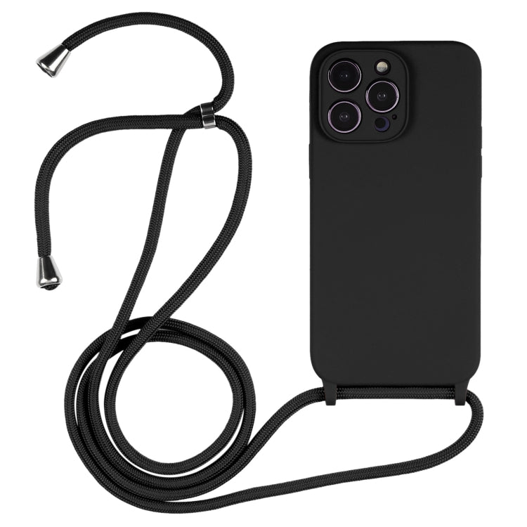 For iPhone 16 Pro Crossbody Lanyard Liquid Silicone Case(Black) - iPhone 16 Pro Cases by buy2fix | Online Shopping UK | buy2fix