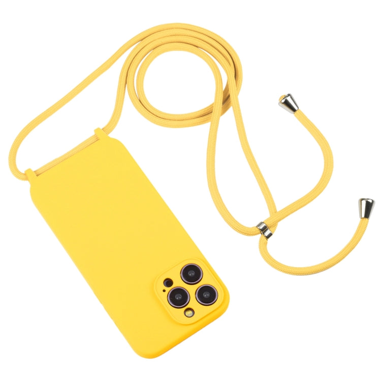 For iPhone 16 Pro Max Crossbody Lanyard Liquid Silicone Case(Yellow) - iPhone 16 Pro Max Cases by buy2fix | Online Shopping UK | buy2fix