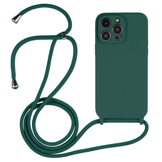 For iPhone 16 Pro Max Crossbody Lanyard Liquid Silicone Case(Pine Needle Green) - iPhone 16 Pro Max Cases by buy2fix | Online Shopping UK | buy2fix