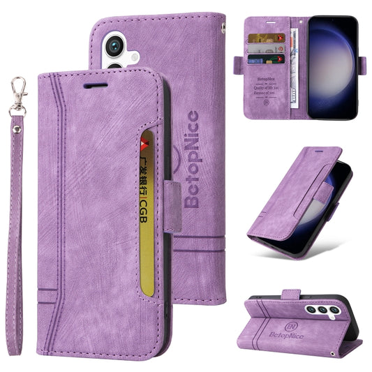 For Samsung Galaxy S24 BETOPNICE Dual-side Buckle Leather Phone Case(Purple) - Galaxy Phone Cases by BETOPNICE | Online Shopping UK | buy2fix