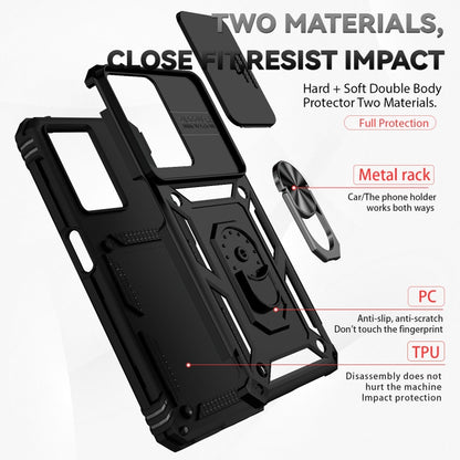 For OPPO A57 Sliding Camshield Holder Phone Case(Black) - OPPO Cases by buy2fix | Online Shopping UK | buy2fix