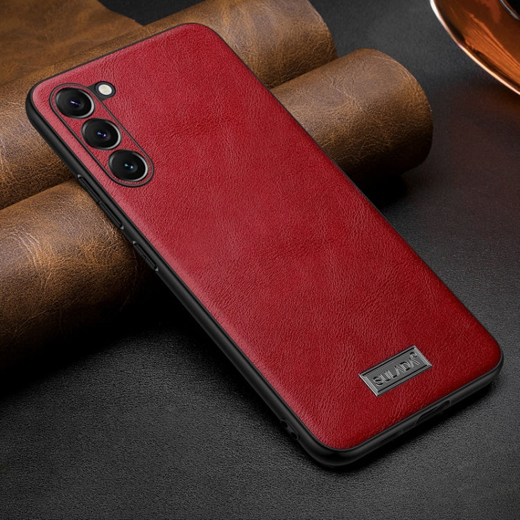 For Samsung Galaxy S25+ 5G SULADA Shockproof TPU Hybrid Handmade Leather Phone Case(Red) - Galaxy S25+ 5G Cases by SULADA | Online Shopping UK | buy2fix