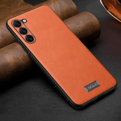 For Samsung Galaxy S25+ 5G SULADA Shockproof TPU Hybrid Handmade Leather Phone Case(Orange) - Galaxy S25+ 5G Cases by SULADA | Online Shopping UK | buy2fix