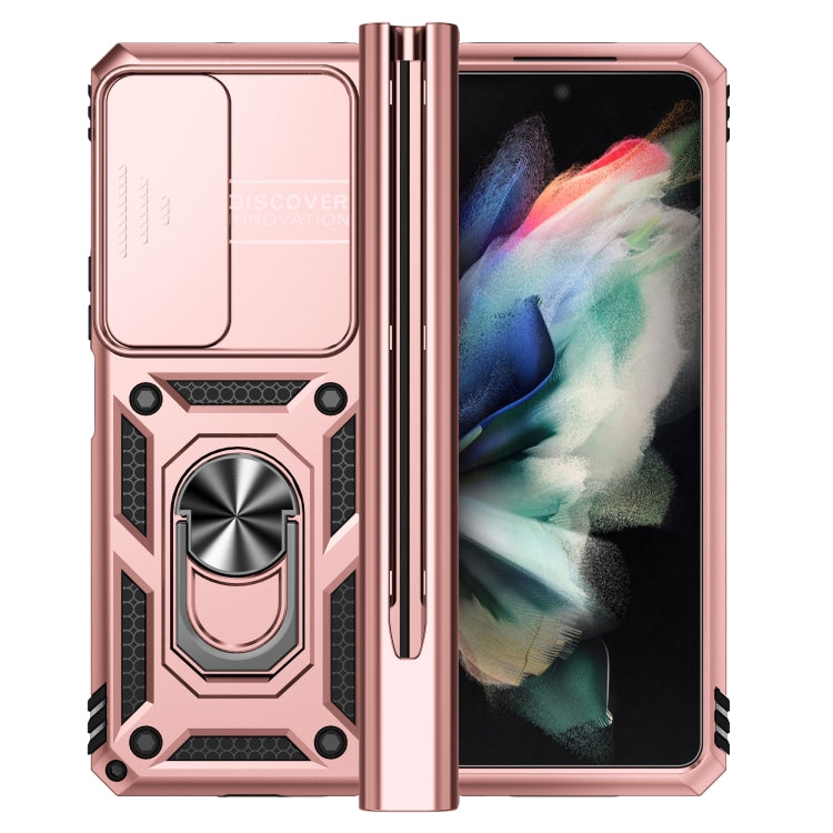 For Samsung Galaxy Z Fold4 Sliding Camshield Holder Phone Case(Rose Gold) - Galaxy Z Fold4 5G Cases by buy2fix | Online Shopping UK | buy2fix